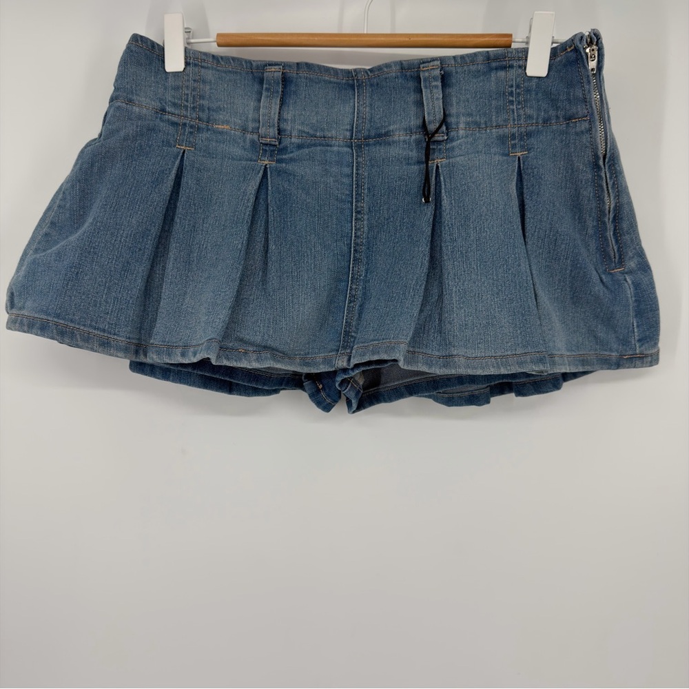 Almost Famous Y2K Denim Skort Pleated Mini Skater L